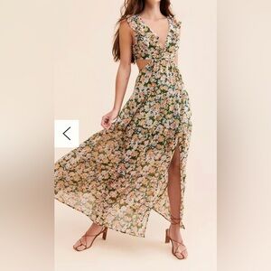 Astr Floral Maxi Dress - Green and Orange